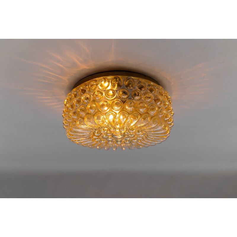 Vintage amber bubbled glass ceiling lamp, 1960