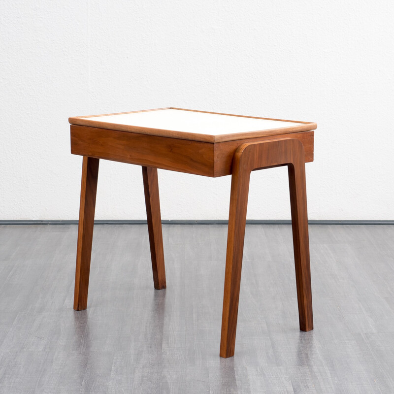 Mid century walnut and white resopal desk - 1950s