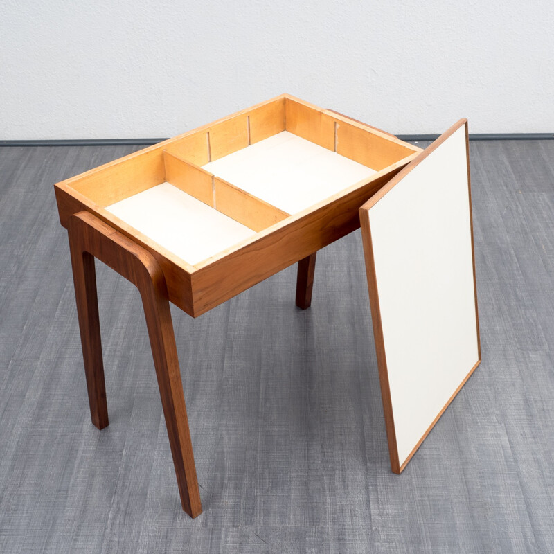 Mid century walnut and white resopal desk - 1950s