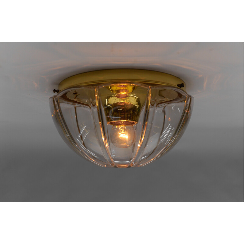 Vintage octagonal glass ceiling lamp for Limburg, Germany 1960
