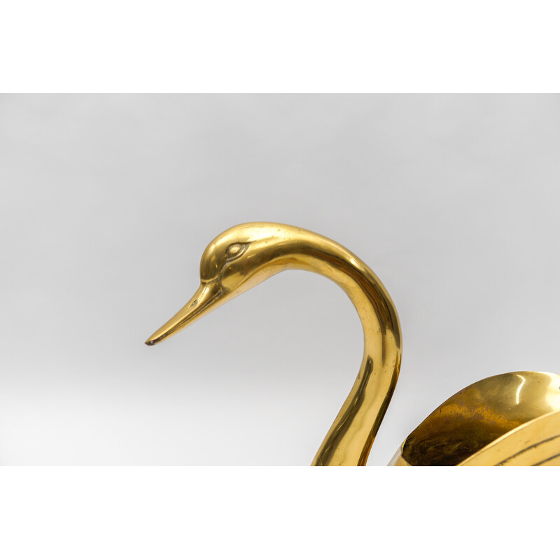 Vintage swan planter in solid brass, Italy 1960