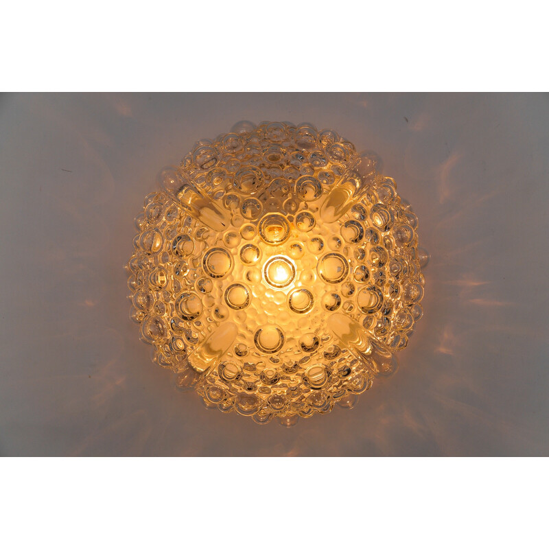 Vintage transparent bubbled glass ceiling lamp, 1960