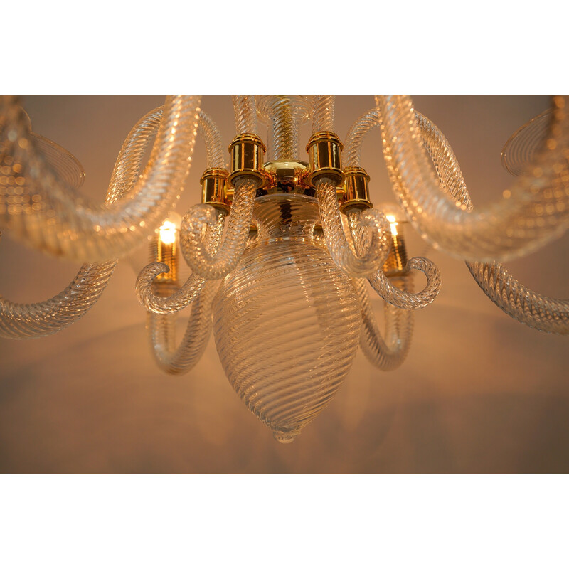 Vintage Murano glass chandelier by Von Barovier and Toso, Italy 1990