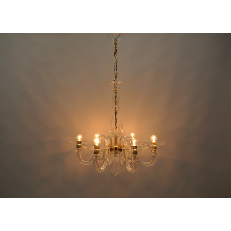 Vintage Murano glass chandelier by Von Barovier and Toso, Italy 1990