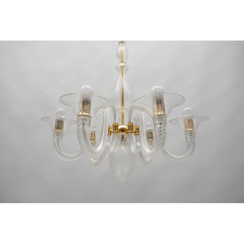 Vintage Murano glass chandelier by Von Barovier and Toso, Italy 1990