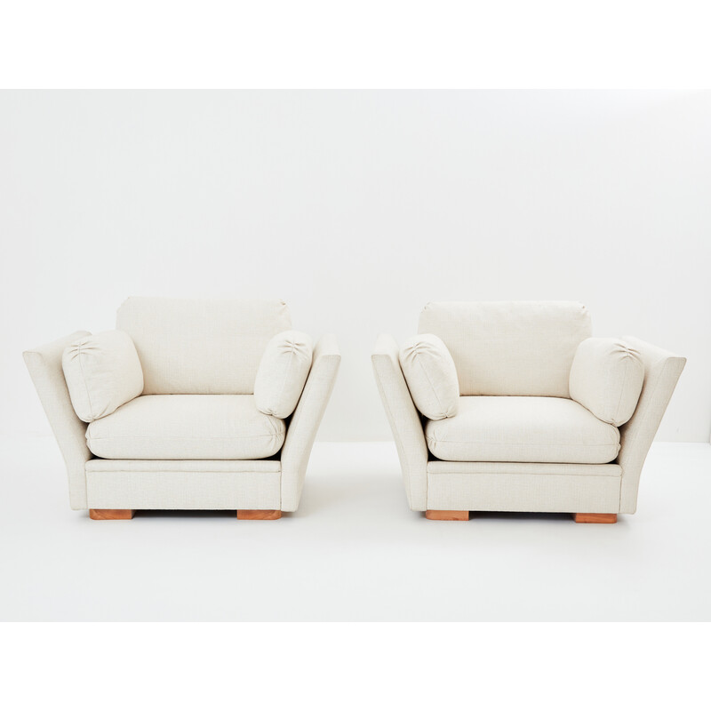 Vintage-Sesselpaar aus massiver Eiche für La Maison Jansen, 1960