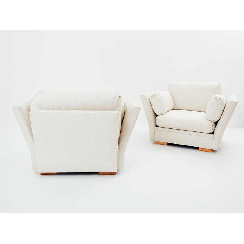 Pair of vintage solid oak armchairs for La Maison Jansen, 1960