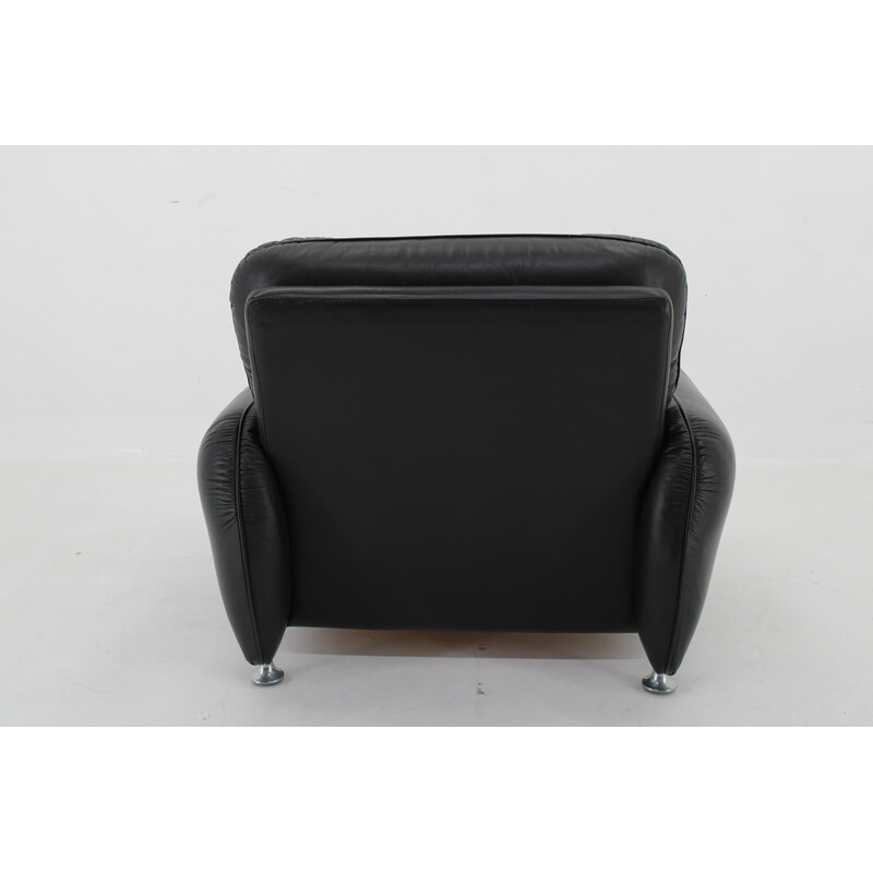 Fauteuil vintage en cuir noir, Italie 1970