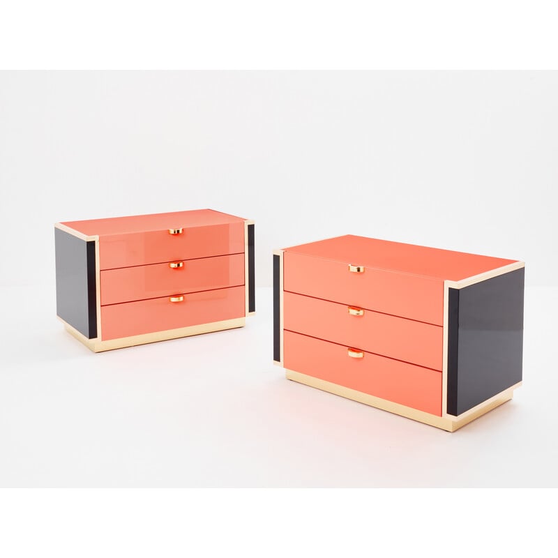 Pair of vintage brass bedside tables by Jean-Claude Mahey for Roche Bobois, France 1970