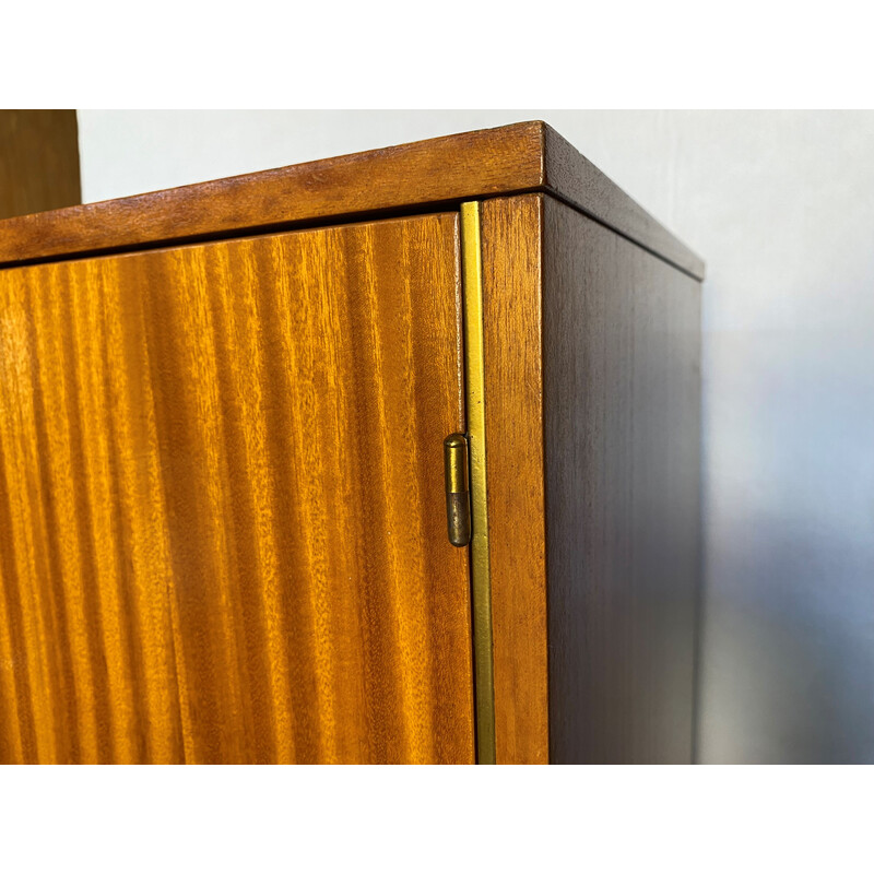 Vintage teak veneer high cabinet with 2 doors, 1960