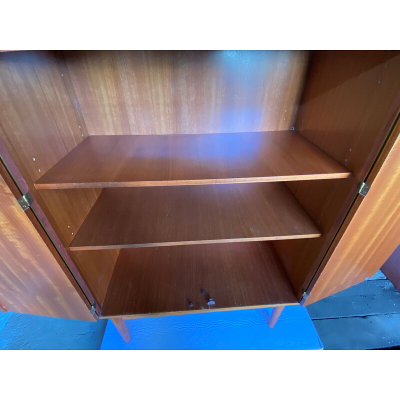 Vintage teak veneer high cabinet with 2 doors, 1960