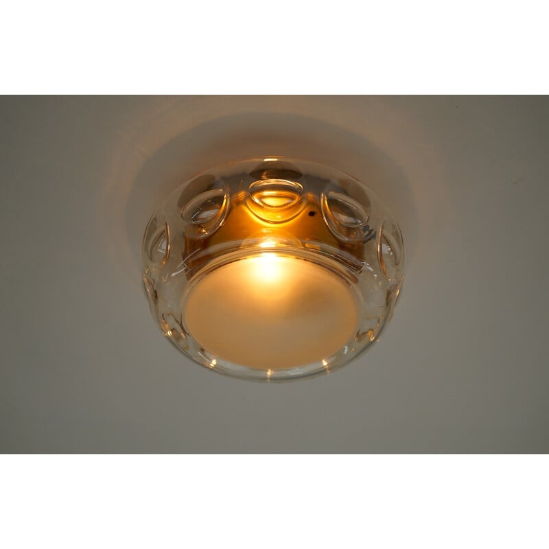 Vintage amber glass ceiling lamp, 1960