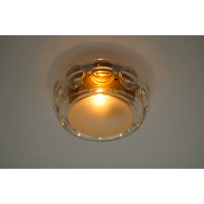 Vintage amber glazen plafondlamp, 1960