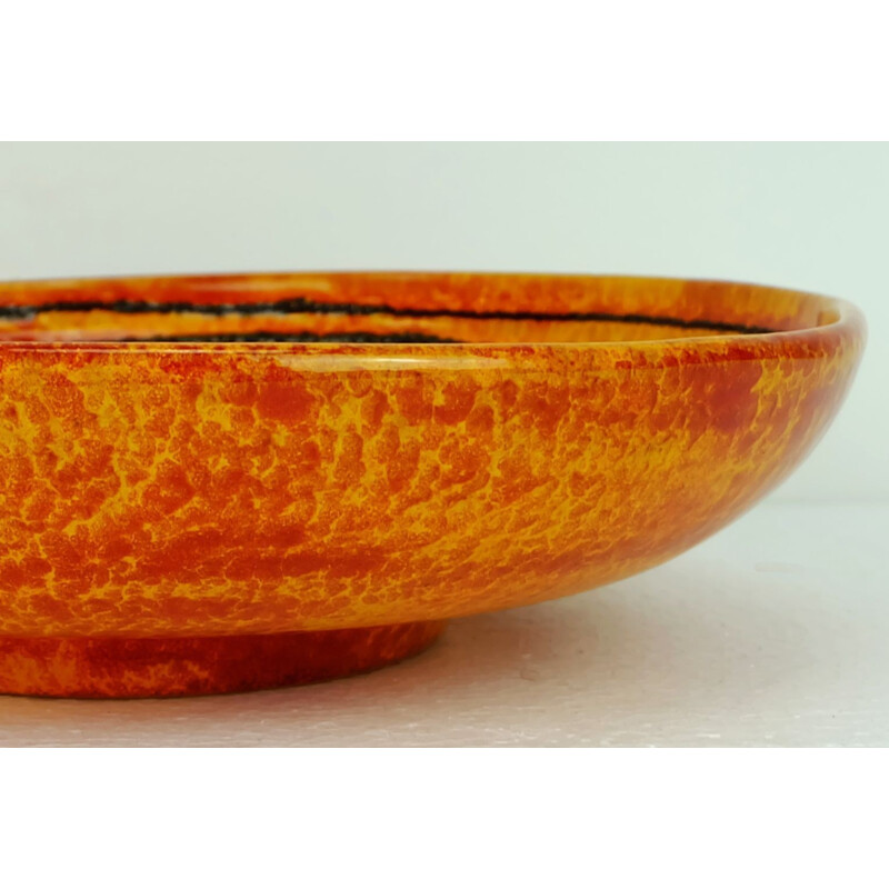 Large bright orange fat lava bowl by Walter Gerhards - 1960s