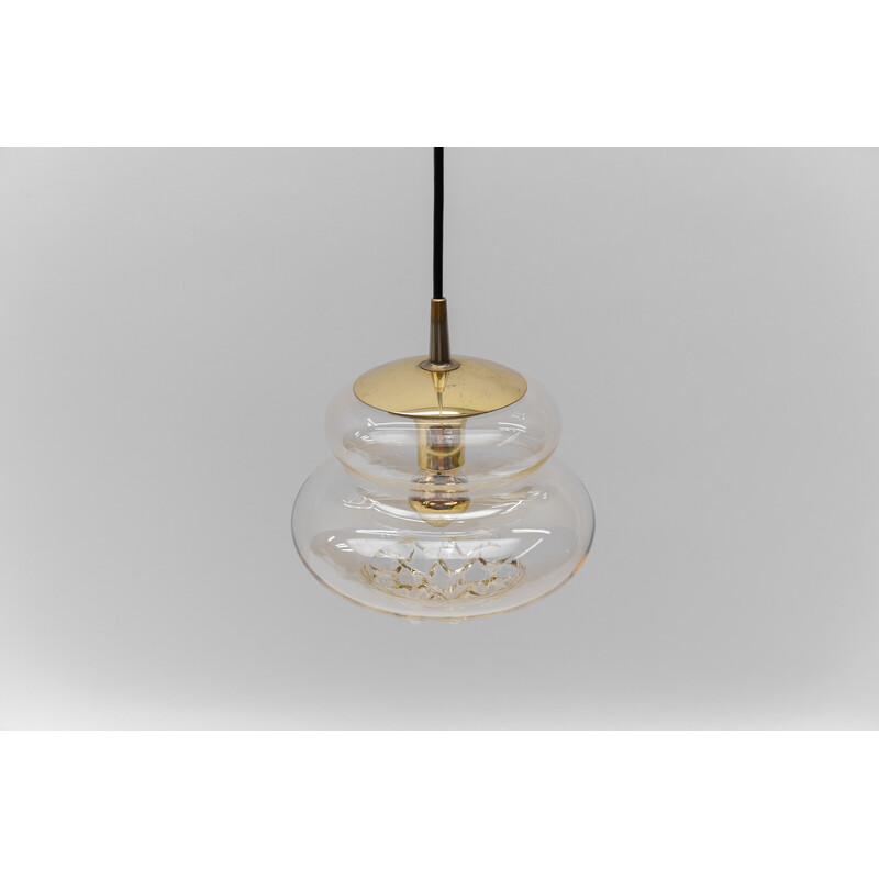 Vintage glass ceiling lamp by Peill and Putzler, 1970