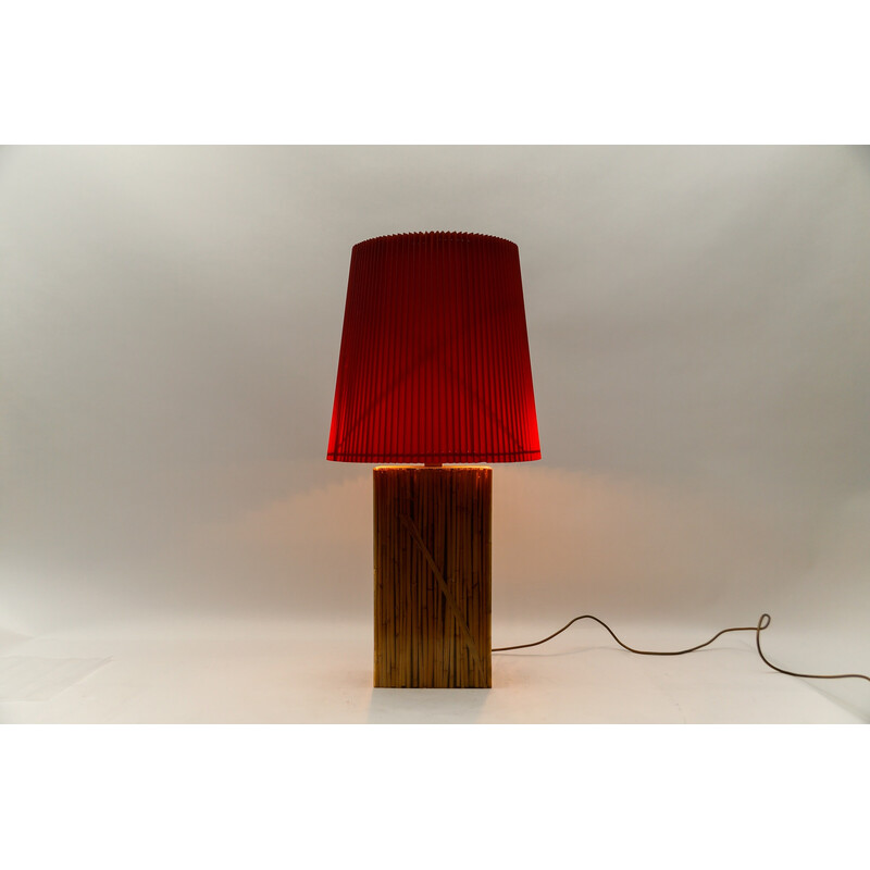 Vintage bamboo resin table lamp by Riccardo Marzi, Italy 1970