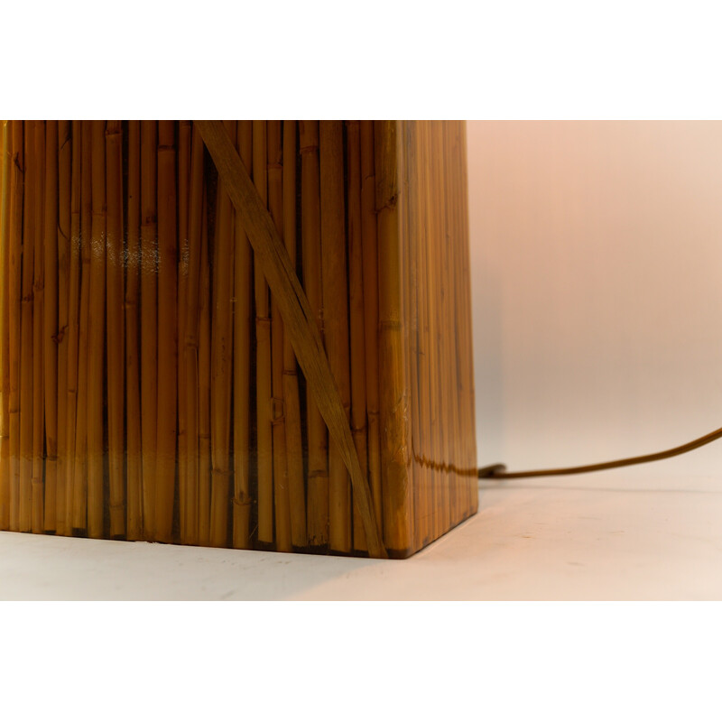 Lámpara de mesa vintage de resina de bambú de Riccardo Marzi, Italia 1970