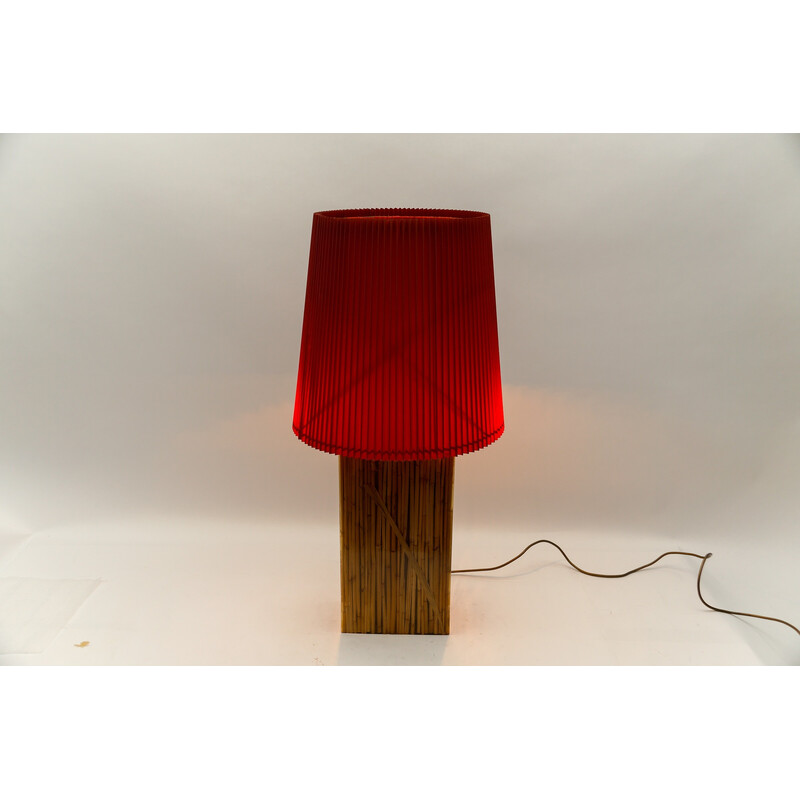 Vintage bamboo resin table lamp by Riccardo Marzi, Italy 1970