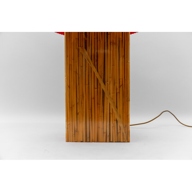 Vintage bamboo resin table lamp by Riccardo Marzi, Italy 1970