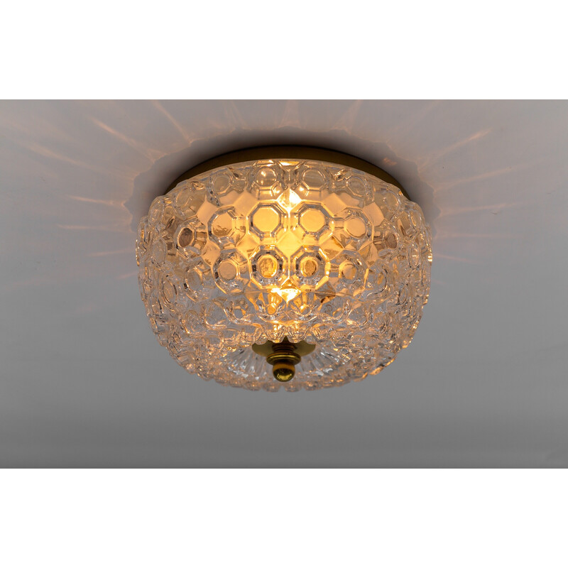 Vintage glass ceiling lamp for Limburg, Germany 1960