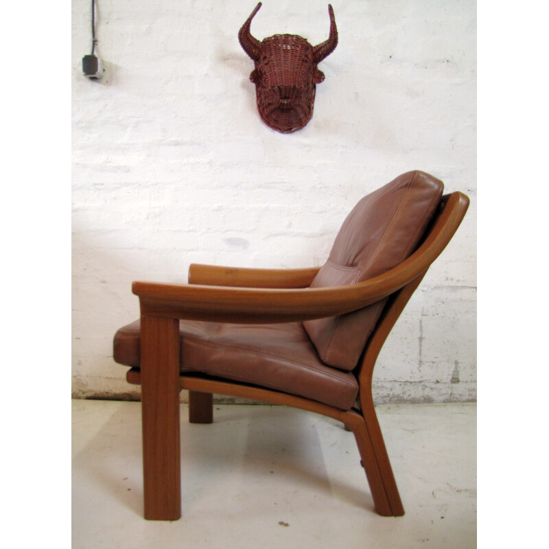 Brown Danish armchair in teak by Poul Jeppensen - 1980s