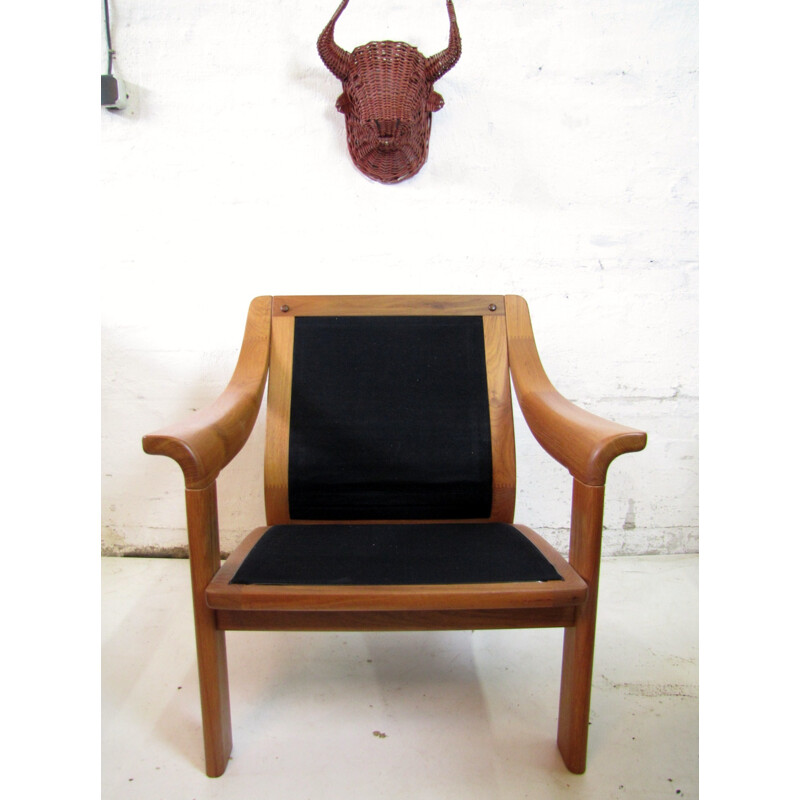 Brown Danish armchair in teak by Poul Jeppensen - 1980s