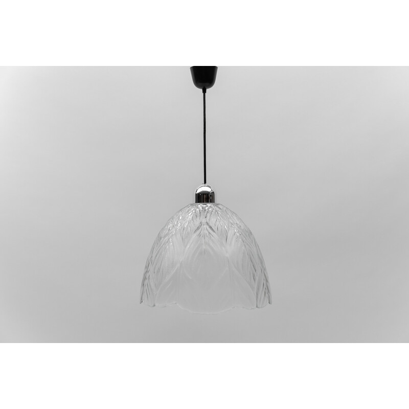 Vintage leaf-shaped glass ceiling lamp by Peill and Putzler, 1960