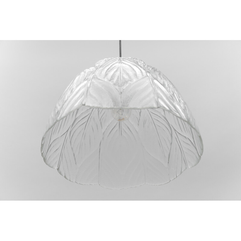 Vintage leaf-shaped glass ceiling lamp by Peill and Putzler, 1960