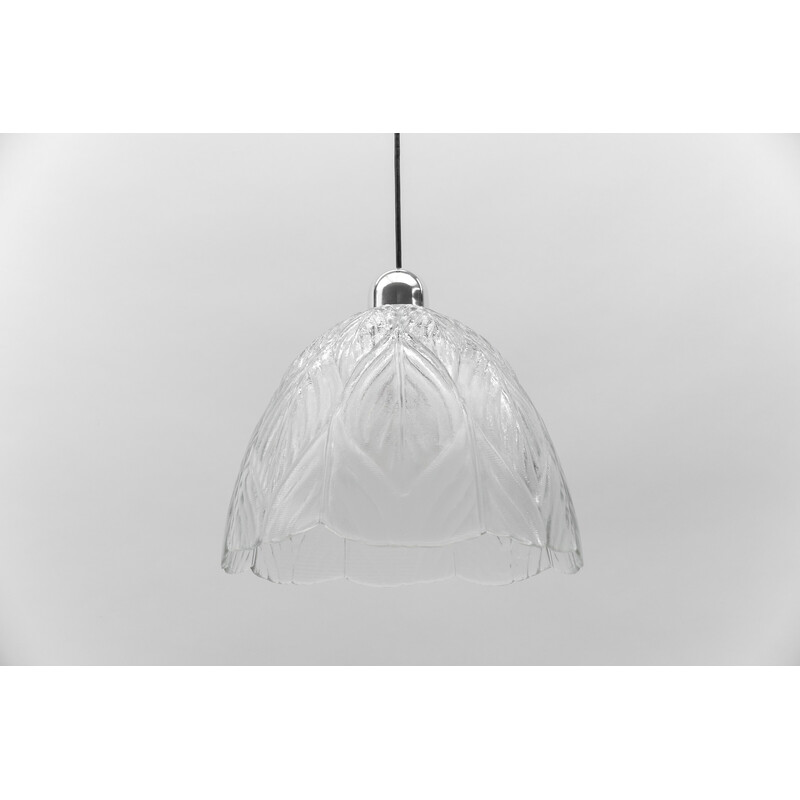 Vintage bladvormige glazen plafondlamp van Peill en Putzler, 1960
