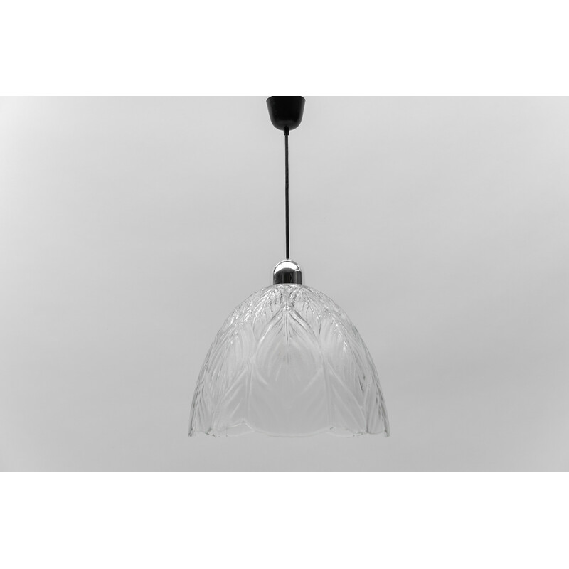 Vintage leaf-shaped glass ceiling lamp by Peill and Putzler, 1960