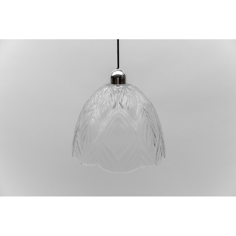 Lámpara de techo vintage de cristal en forma de hoja de Peill y Putzler, 1960