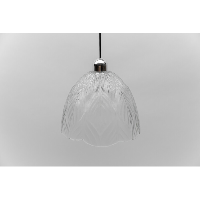 Vintage leaf-shaped glass ceiling lamp by Peill and Putzler, 1960