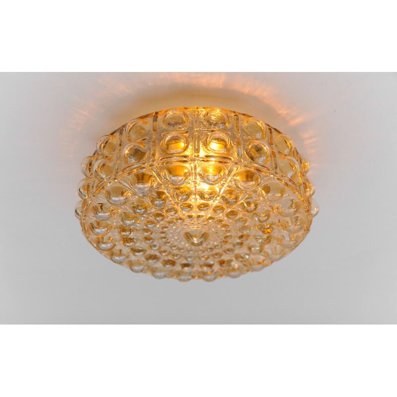 Vintage bubbled amber glass wall lamp by Helena Tynell, Germany 1960