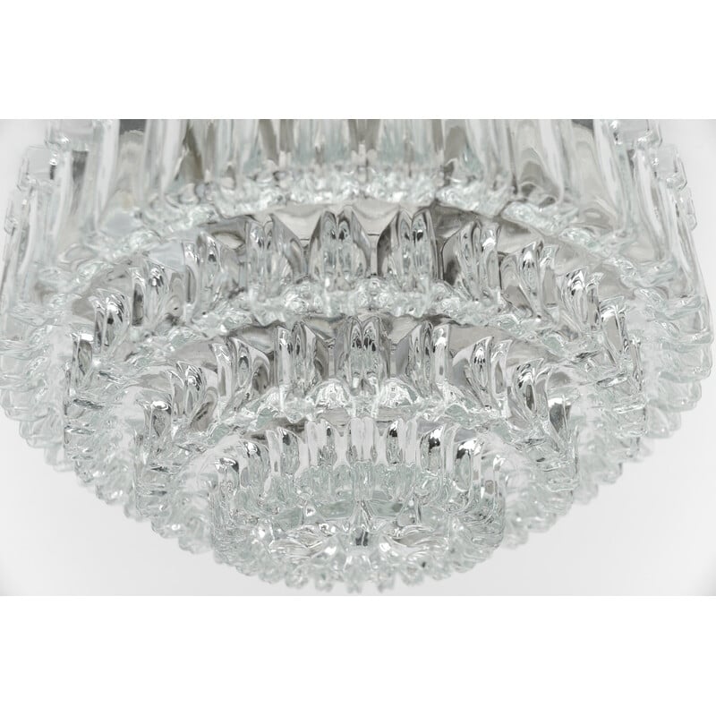 Vintage 4-tier crystal glass ceiling lamp for Limburg, Germany 1960