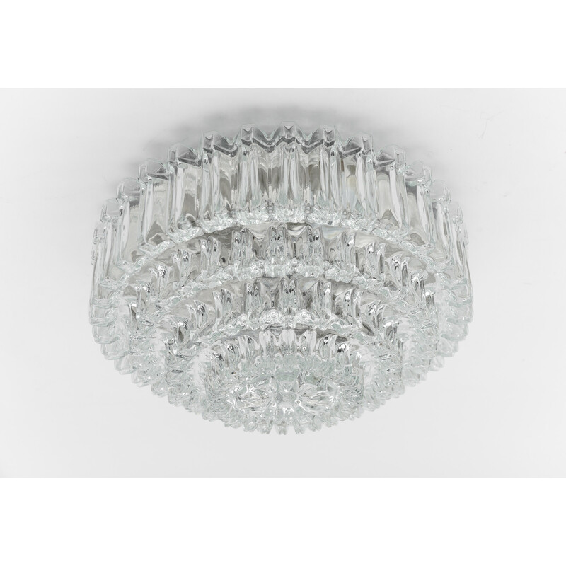 Vintage 4-tier crystal glass ceiling lamp for Limburg, Germany 1960