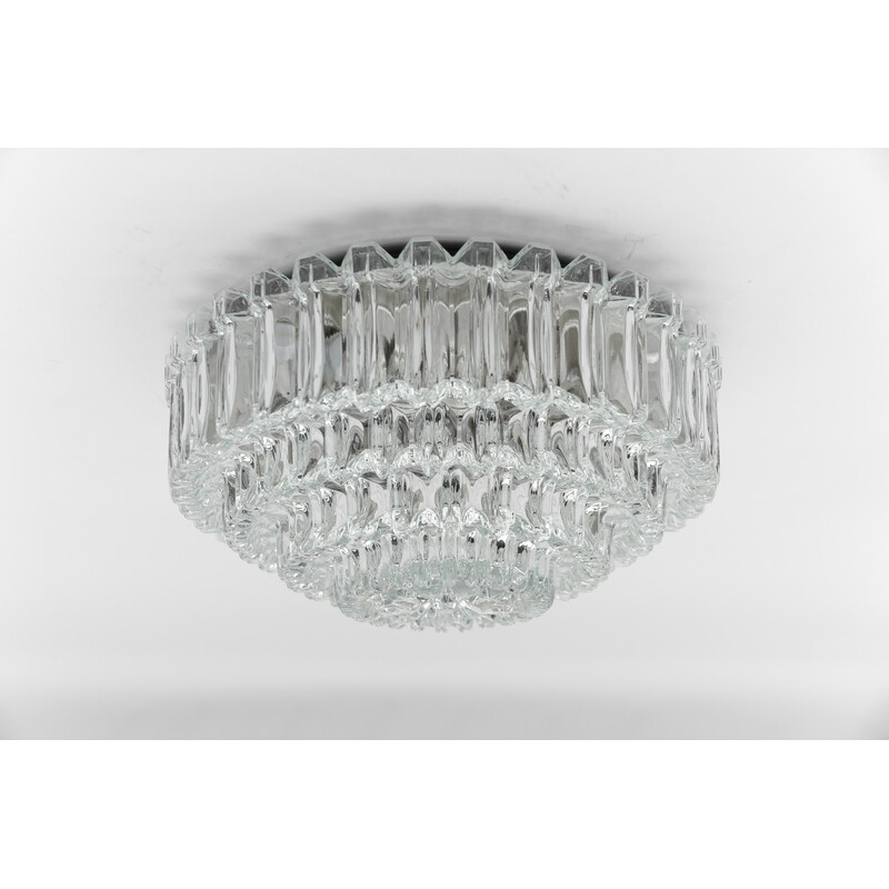 Vintage 4-tier crystal glass ceiling lamp for Limburg, Germany 1960