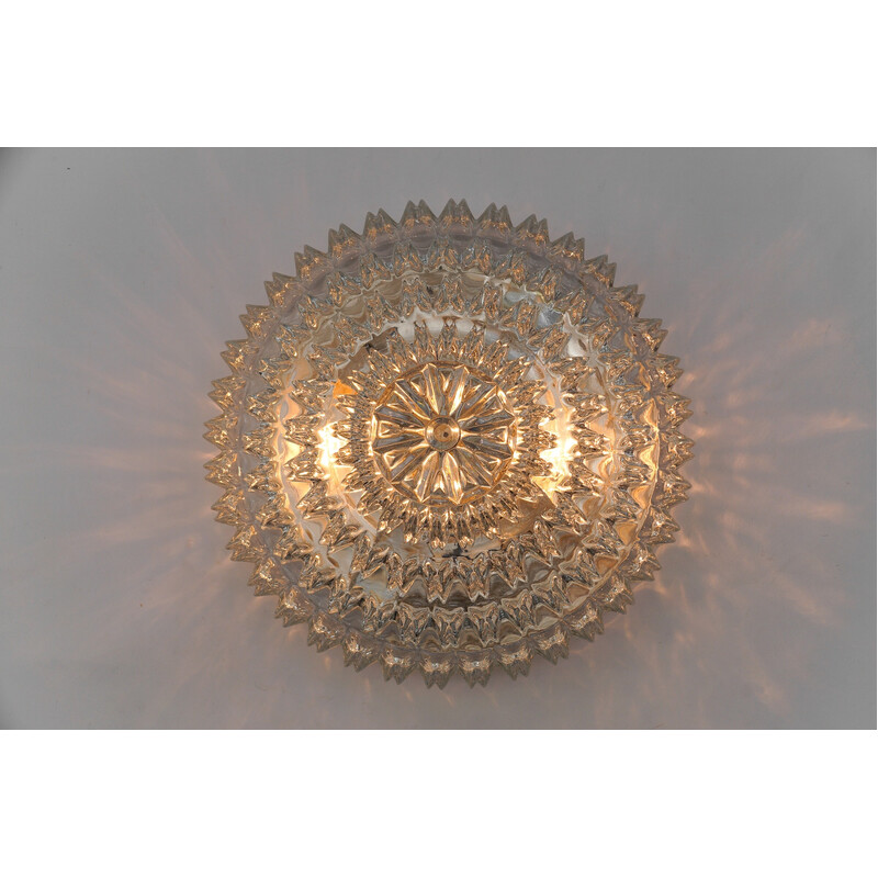 Vintage 4-tier crystal glass ceiling lamp for Limburg, Germany 1960