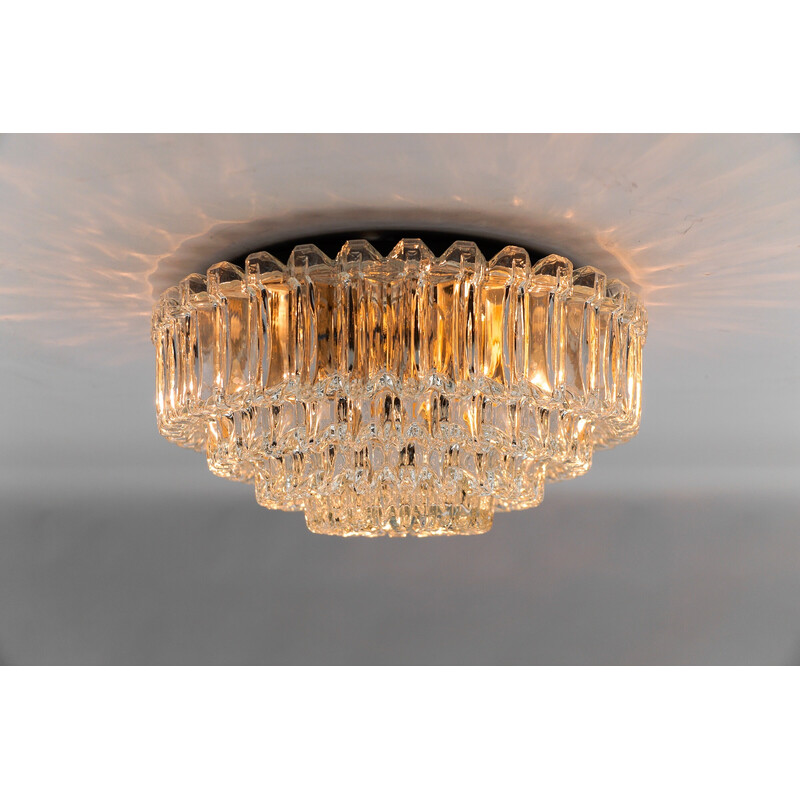 Vintage 4-tier crystal glass ceiling lamp for Limburg, Germany 1960