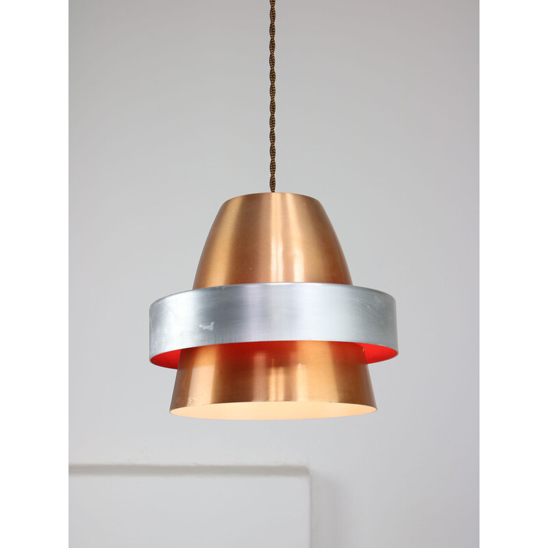 Vintage Space Age pendant lamp in copper-colored aluminum, Italy 1970