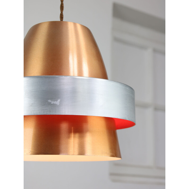 Vintage Space Age pendant lamp in copper-colored aluminum, Italy 1970