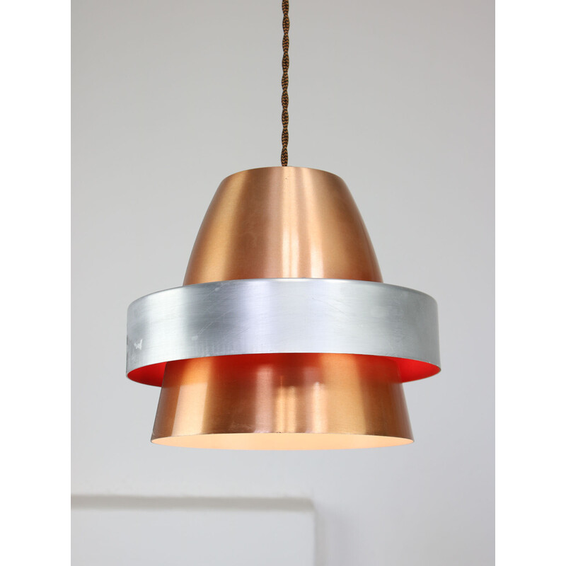 Vintage Space Age pendant lamp in copper-colored aluminum, Italy 1970