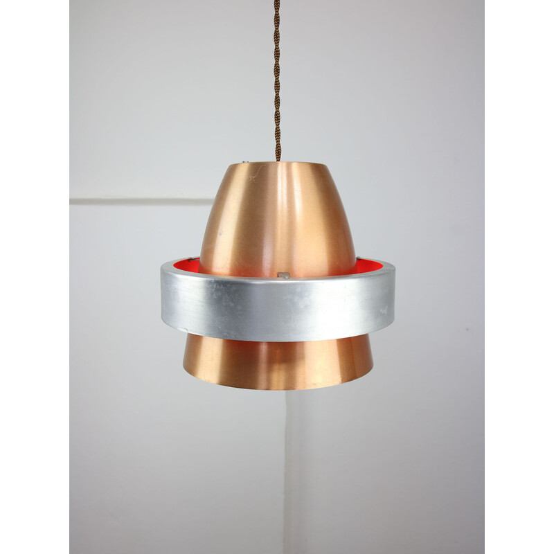 Lámpara colgante vintage Space Age en aluminio color cobre, Italia 1970