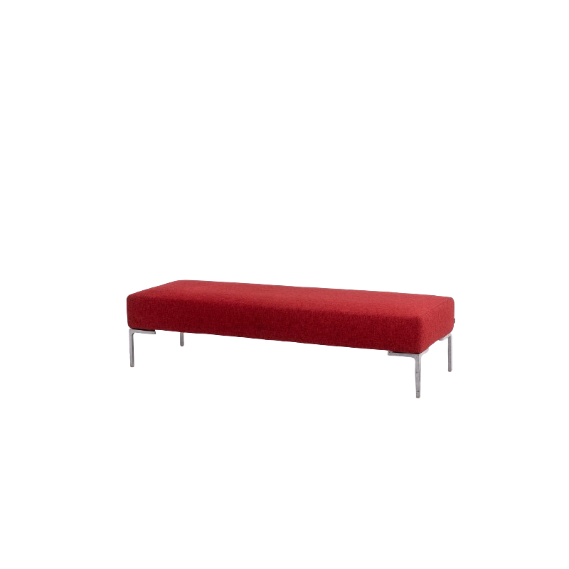 Vintage rectangular bench in chrome metal and red fabric by Antonio Citterio for B et B, 1990