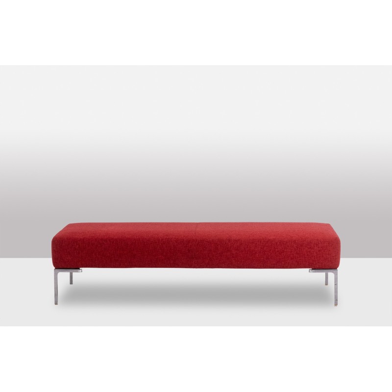 Vintage rectangular bench in chrome metal and red fabric by Antonio Citterio for B et B, 1990