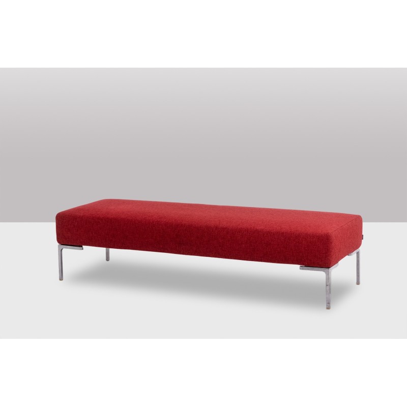 Vintage rectangular bench in chrome metal and red fabric by Antonio Citterio for B et B, 1990