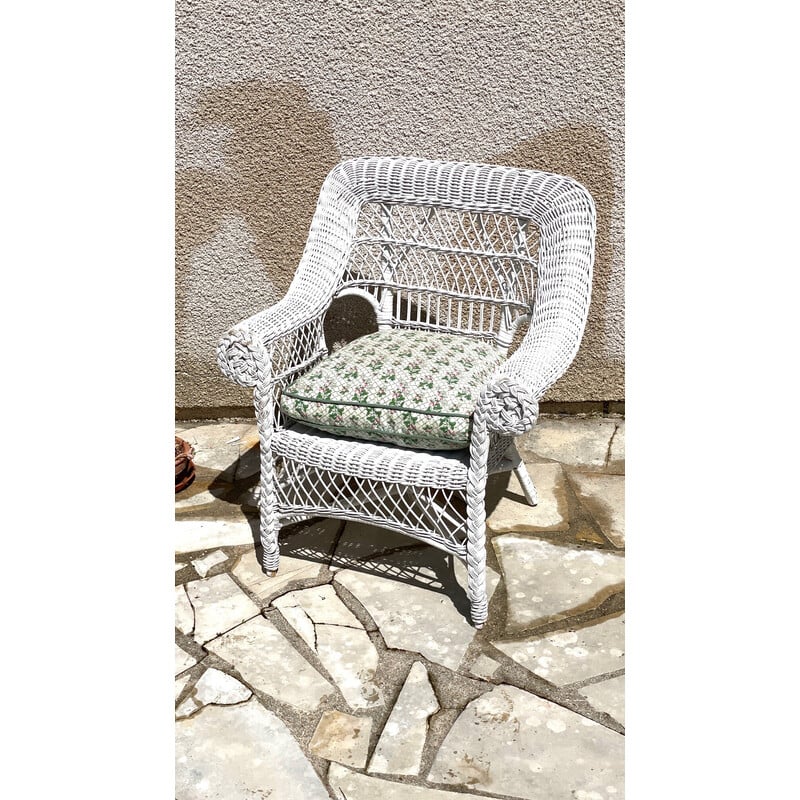 Vintage rattan children's armchair, 1980