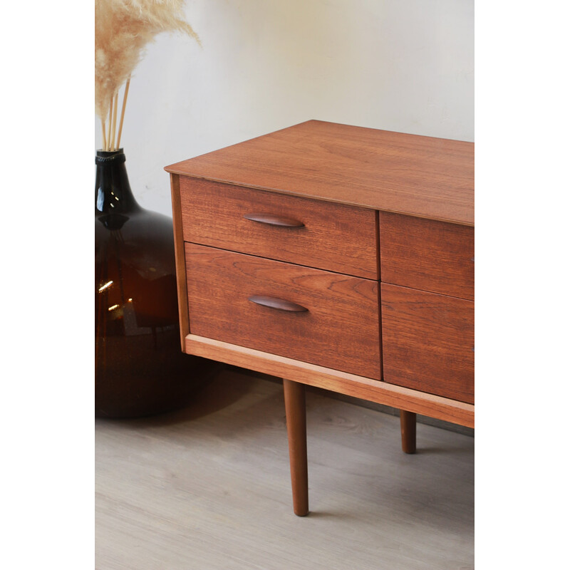 Vintage teak sideboard with 6 drawers, England 1960