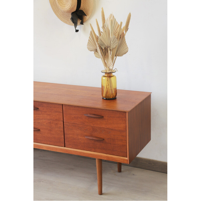 Vintage teak sideboard with 6 drawers, England 1960