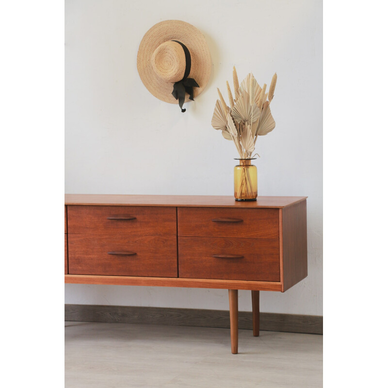 Vintage teak sideboard with 6 drawers, England 1960