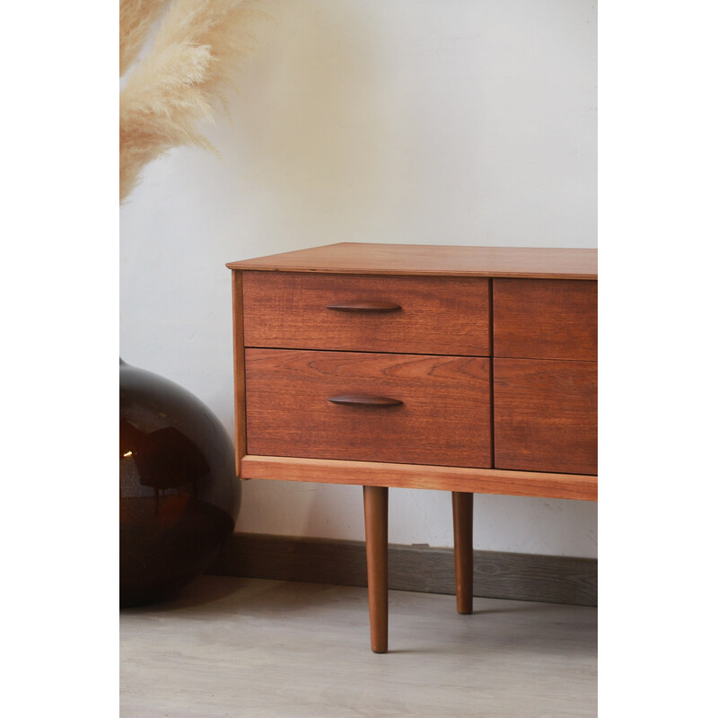 Vintage teak sideboard with 6 drawers, England 1960